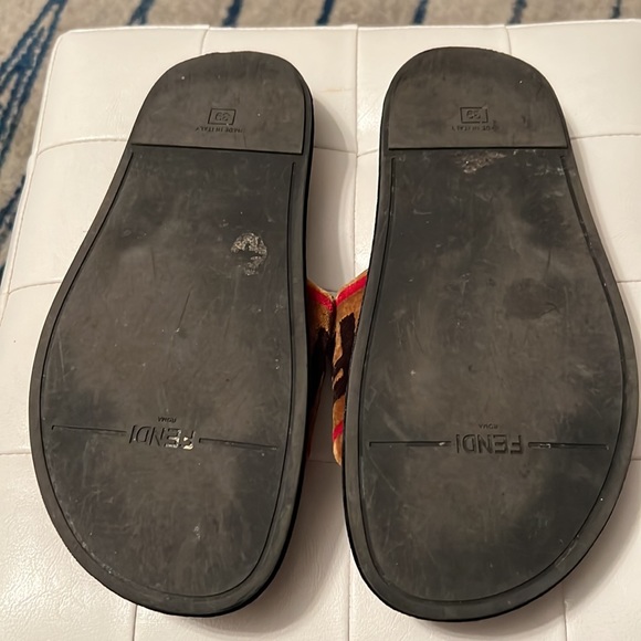 Fendi Ff Logo Printed Velvet Slides Sandals size 39 - Picture 3 of 4